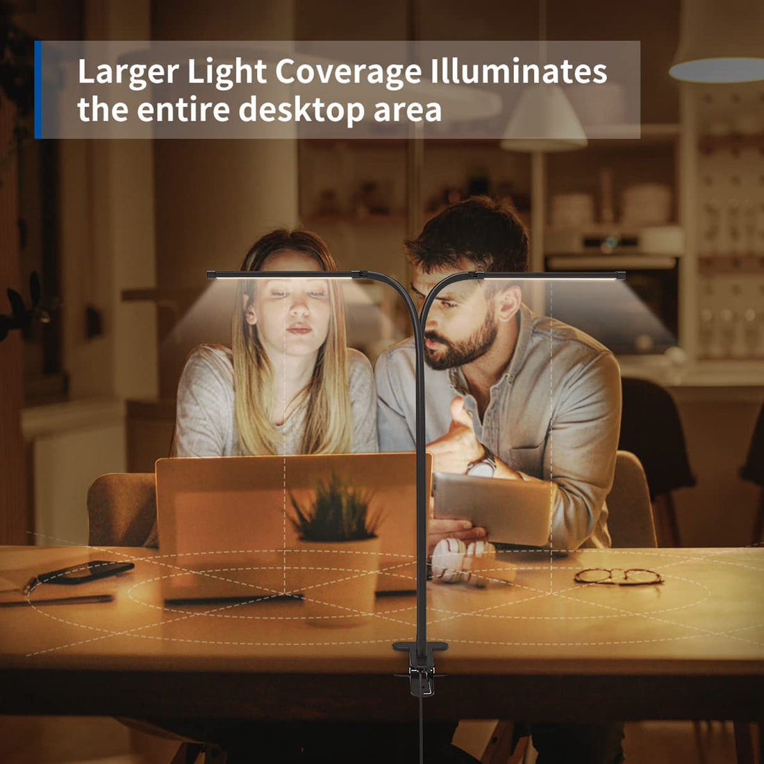 10W LED Clamp Desk Lamp – Dimmable Clip-On Reading Light with 3 Modes & 10 Brightness Levels, USB