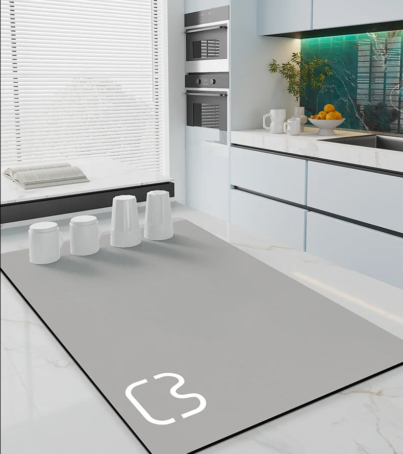 Absorbent Kitchen Dish Drying Mat – Quick Dry Coffee & Tableware Drain Pad