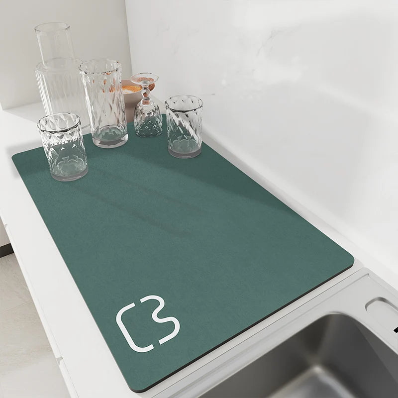 Absorbent Kitchen Dish Drying Mat – Quick Dry Coffee & Tableware Drain Pad