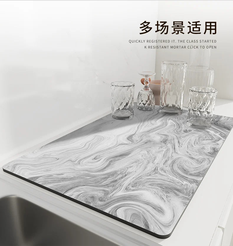 Absorbent Kitchen Dish Drying Mat – Quick Dry Coffee & Tableware Drain Pad