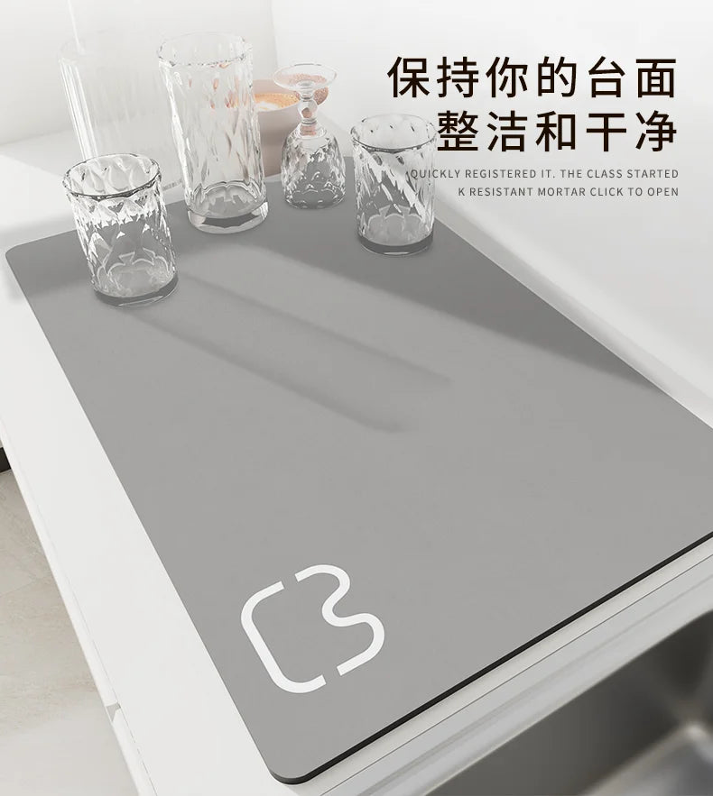 Absorbent Kitchen Dish Drying Mat – Quick Dry Coffee & Tableware Drain Pad