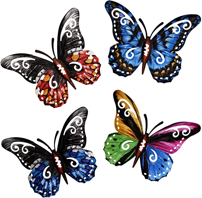 4Pcs Metal Butterfly Wall Art – Hanging Iron Decor