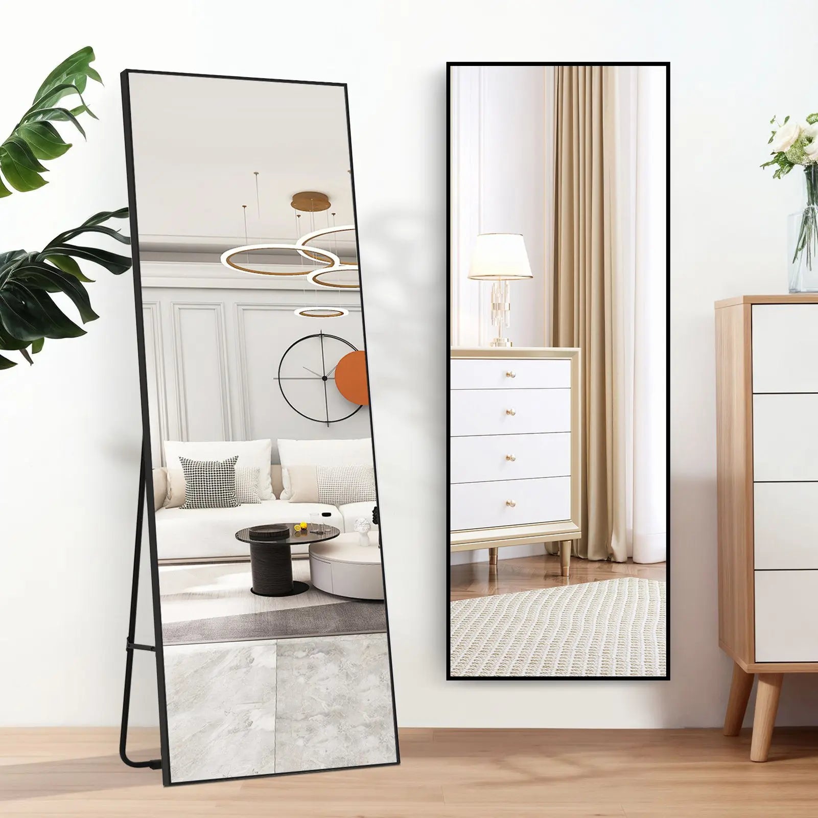 1.5m Rectangular Full-Length Floor Mirror with Aluminum Frame