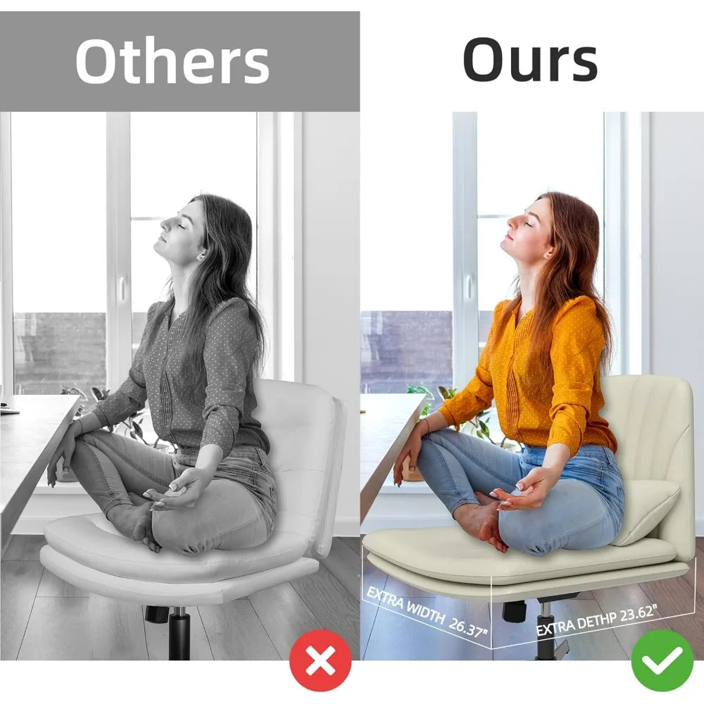 Criss Cross Armless Swivel Vanity & Desk Chair – Adjustable with Lumbar Support