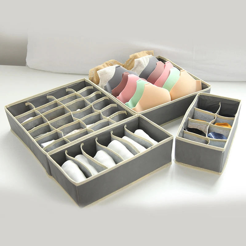 Foldable Underwear Drawer Organizer – Storage Box for Socks, Bras, Scarves & Ties