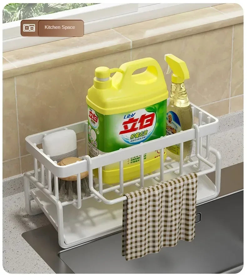 No-Punch Sink Rack – Kitchen Shelf & Drainage Storage Organizer