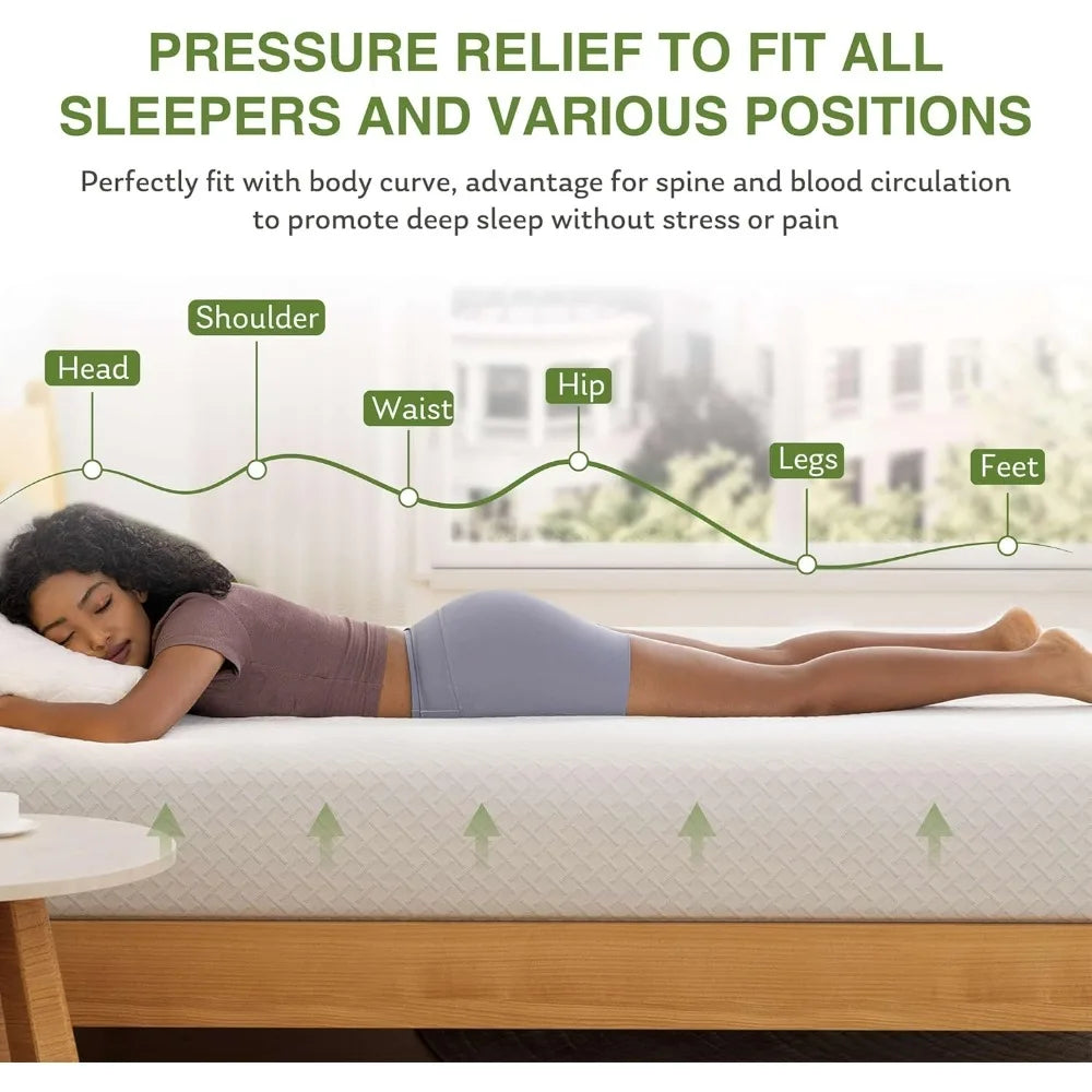 8" Cooling Green Tea Gel Memory Foam Mattress – Medium Firm Support