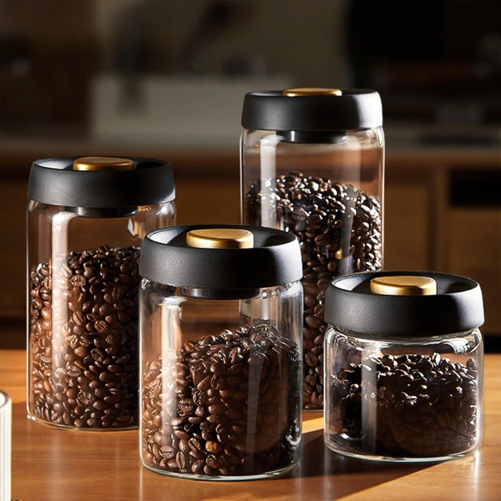 Airtight Vacuum Glass Coffee Storage Jar