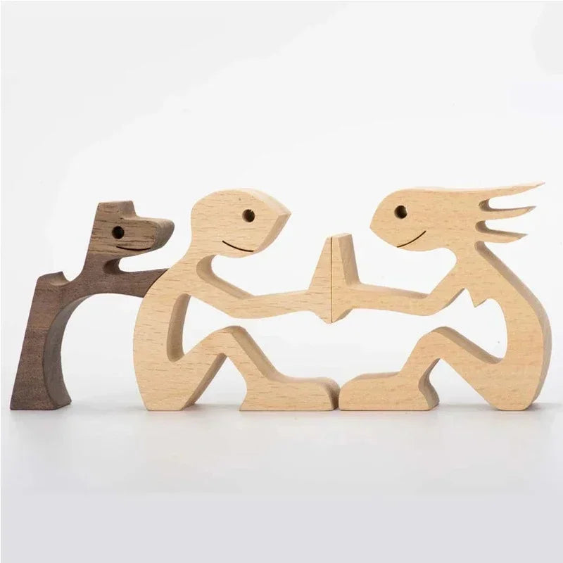Wooden Puppy Figurine – Handmade Dog Craft Decoration & Gift