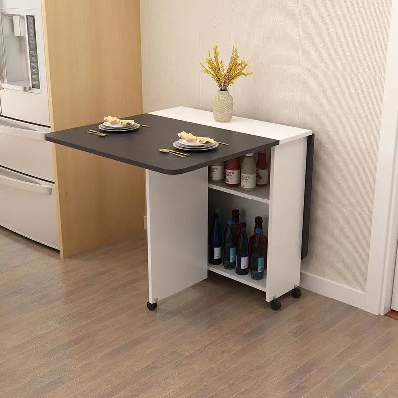 Foldable Rectangular Dining Table with Wheels – Space-Saving Multi-Functional Table for Small Apartments