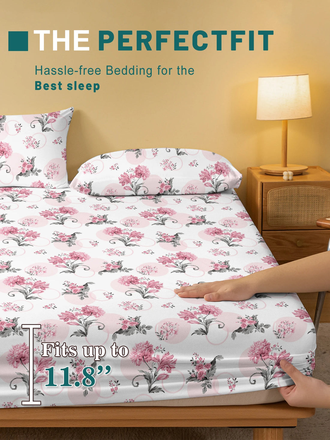 Simple Modern Plant Flower Printed Fitted Sheet (No Pillowcases)
