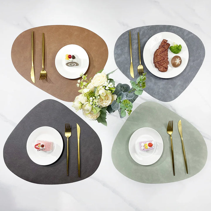 Nordic-Style Double-Sided PU Leather Placemat – Anti-Slip, Water Droplet Shape