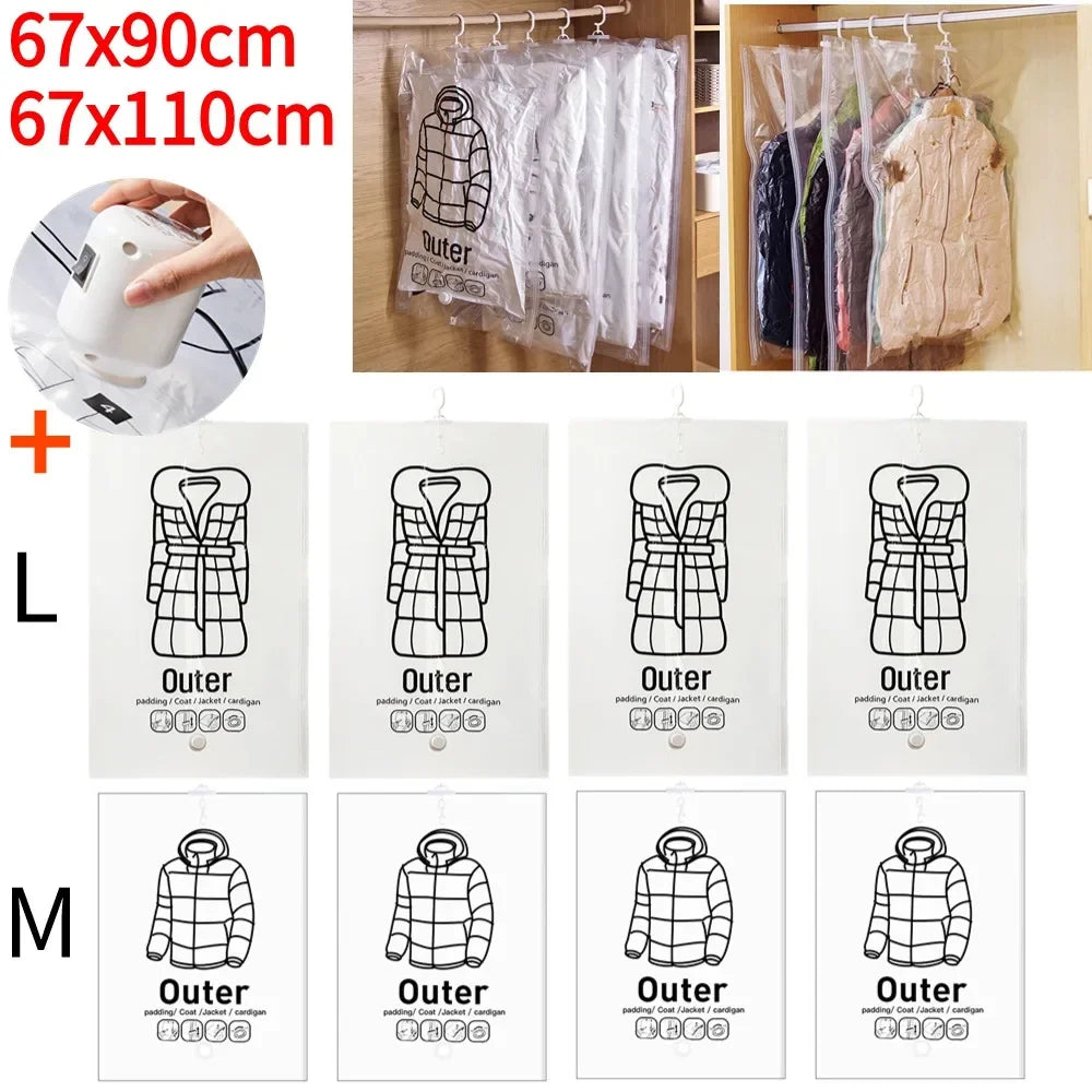 Hanging Transparent Vacuum Storage Bag with Air Pump