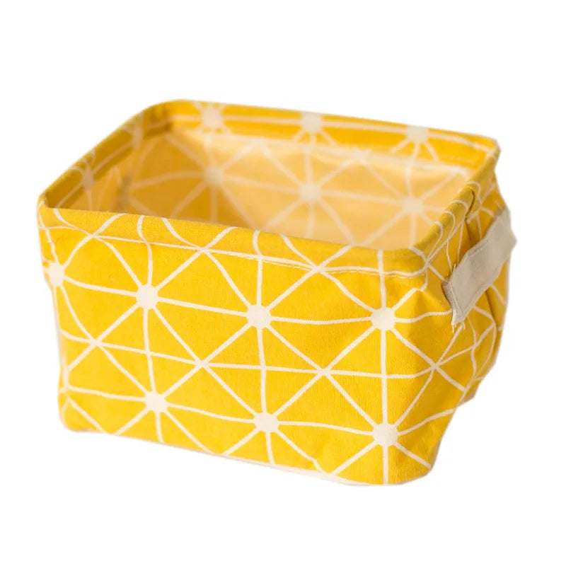 Small Foldable Canvas Storage Basket with Handle