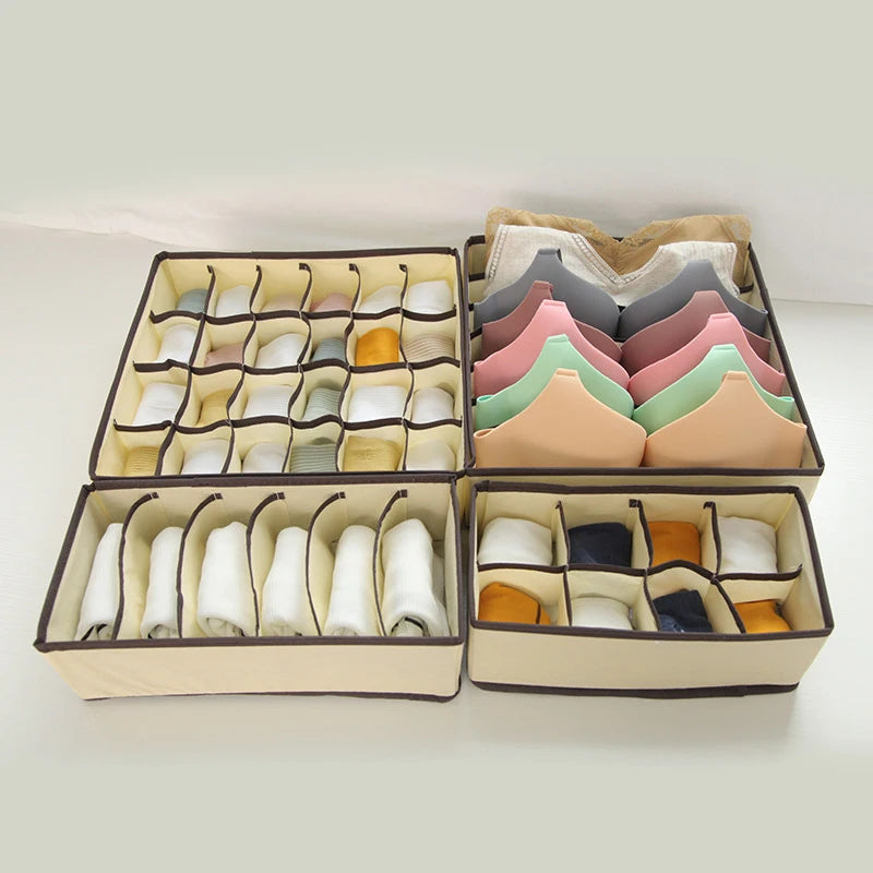 Foldable Underwear Drawer Organizer – Storage Box for Socks, Bras, Scarves & Ties