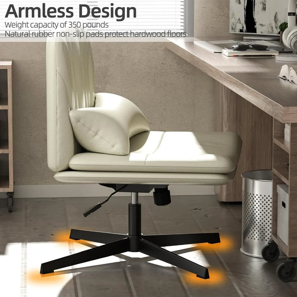 Criss Cross Armless Swivel Vanity & Desk Chair – Adjustable with Lumbar Support