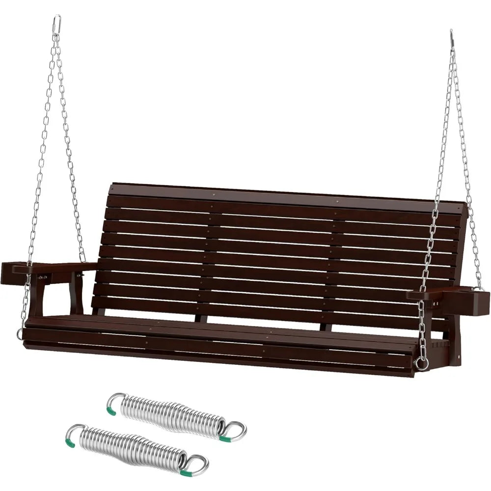 3-Seater Wooden Porch Swing – Heavy-Duty 880 lbs Capacity, 22" Deep Seat