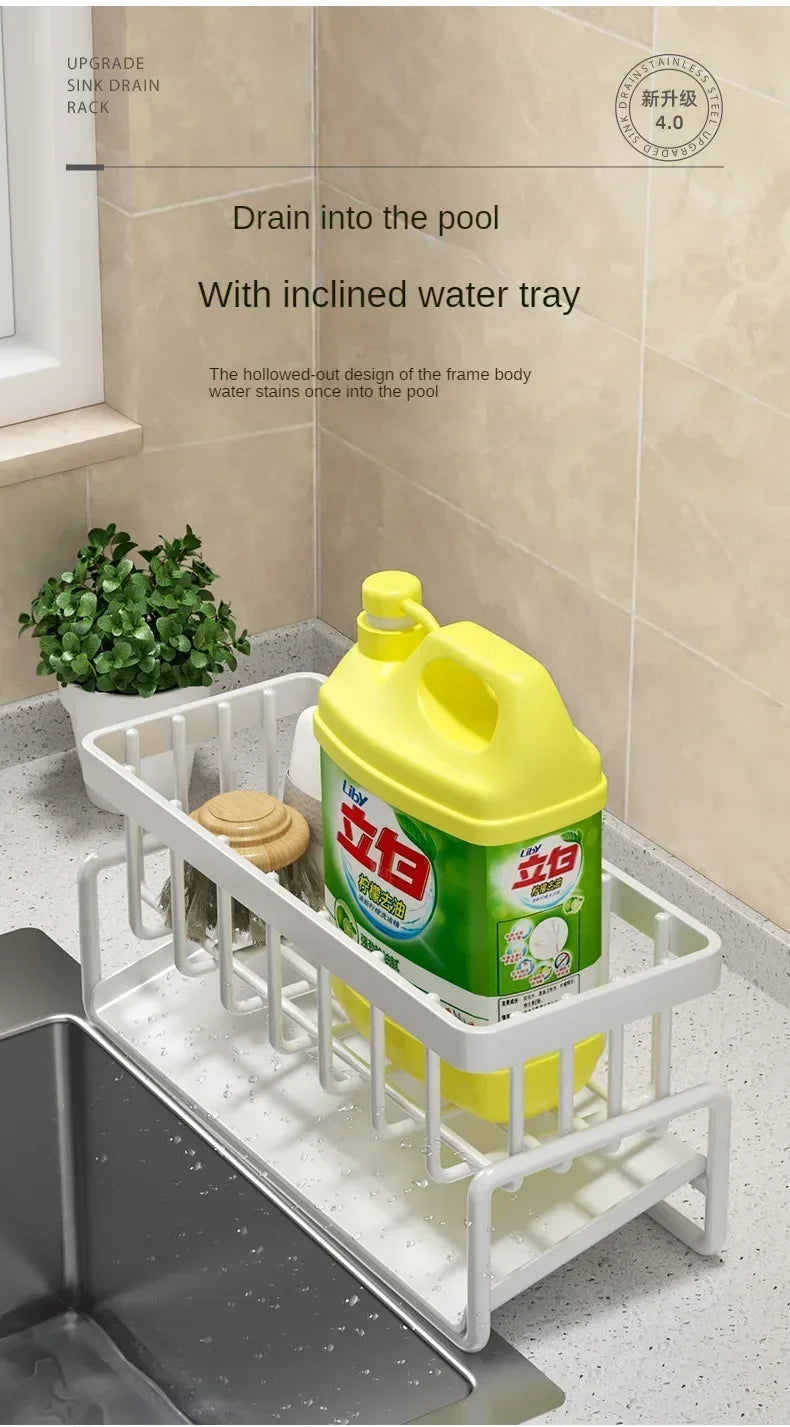 No-Punch Sink Rack – Kitchen Shelf & Drainage Storage Organizer