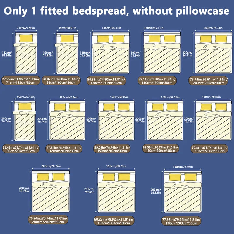 Starry Sky Printed Matte Fitted Sheet – Modern Bedroom Bedding (No Pillowcases)