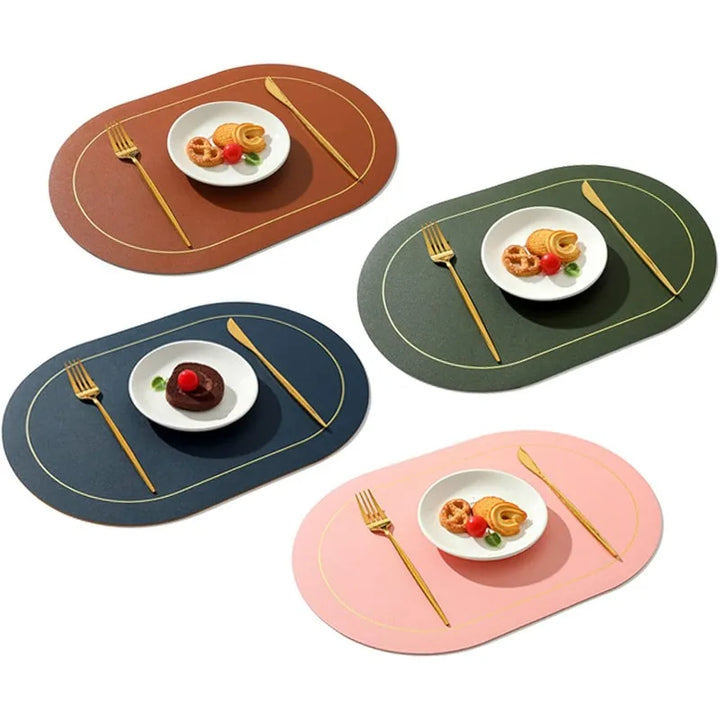 Leather Table Placemats – Heat Resistant, Waterproof, Non-Slip (1/4/6pcs)
