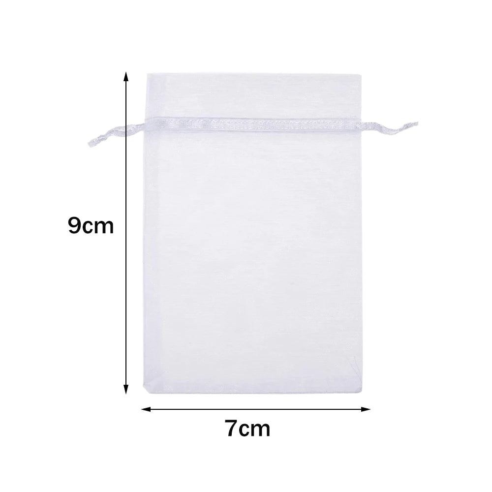 50 Pcs White Sheer Organza Gift Bags with Drawstring