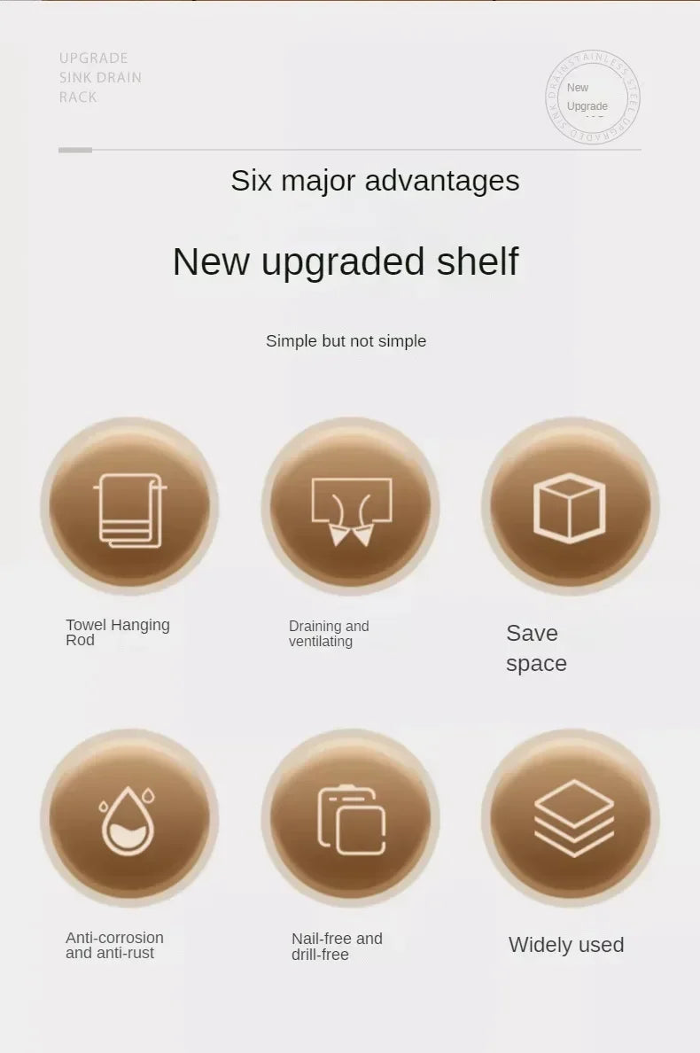 No-Punch Sink Rack – Kitchen Shelf & Drainage Storage Organizer