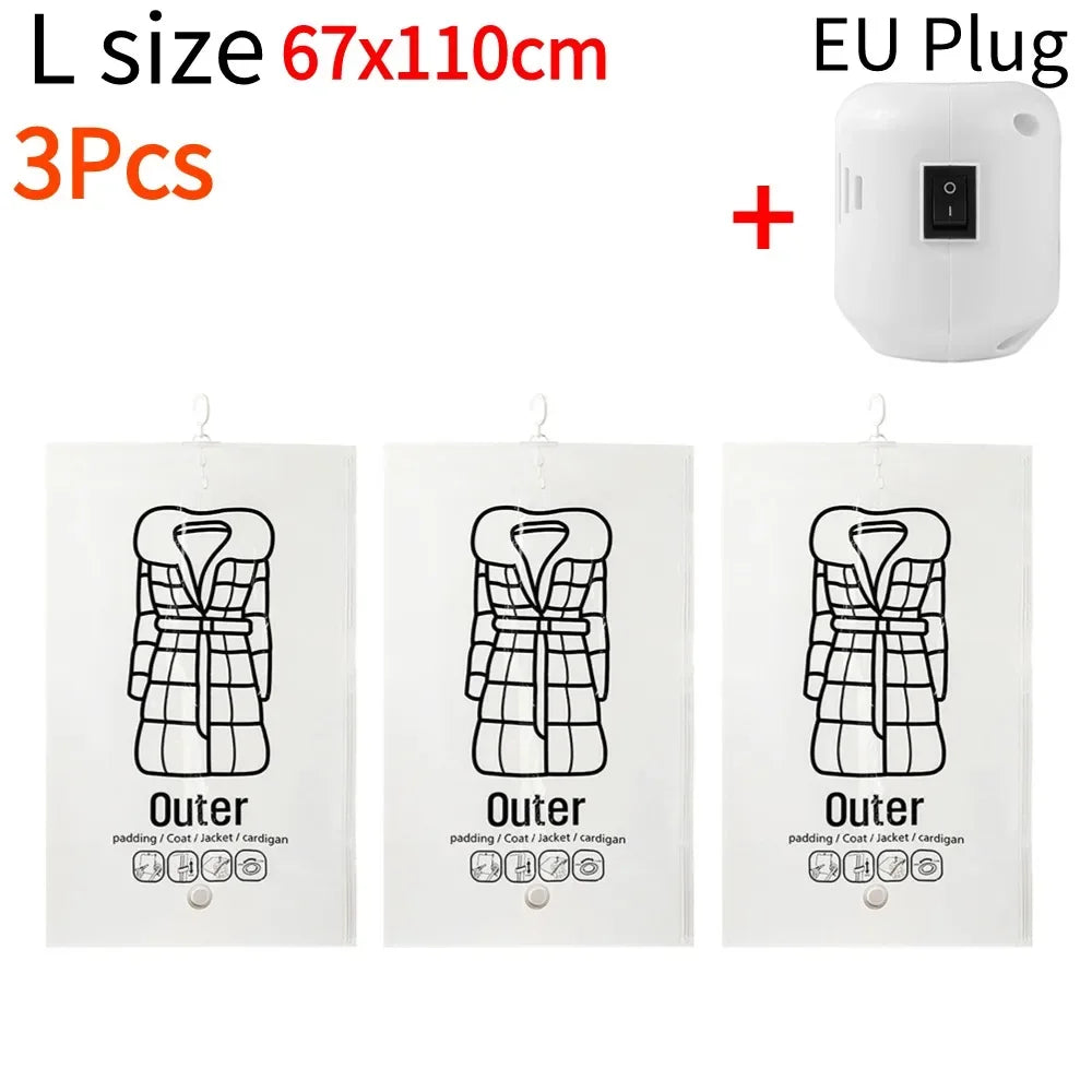 Hanging Transparent Vacuum Storage Bag with Air Pump