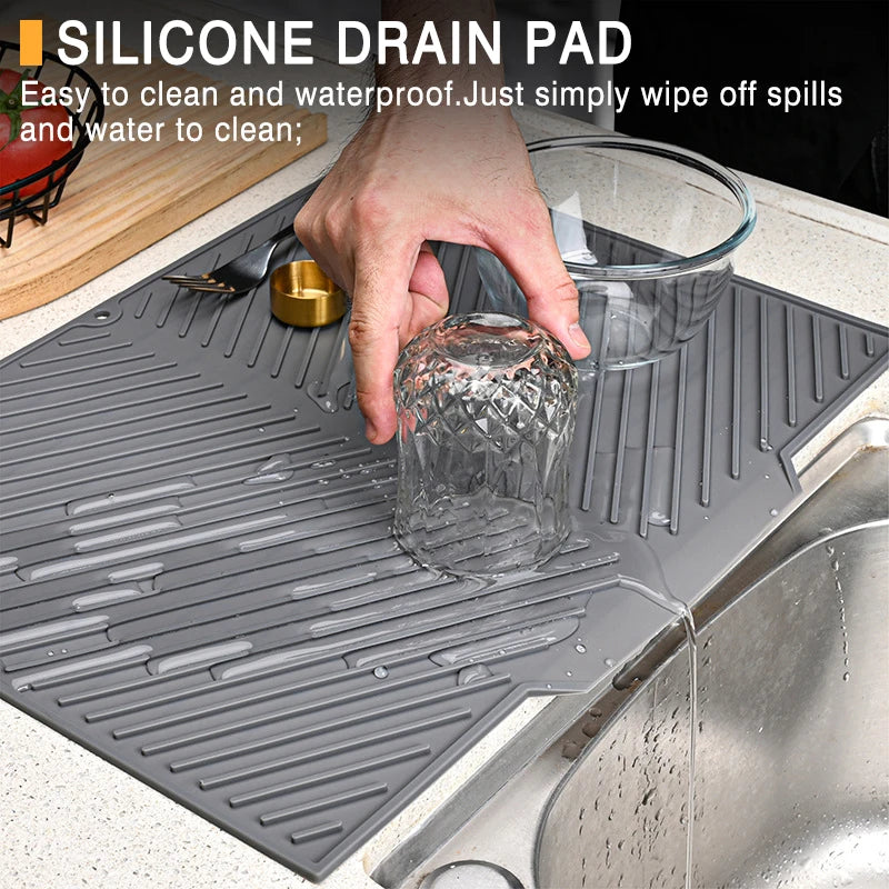 Silicone Dish Drying & Drain Mat – Non-Slip Heat-Resistant Kitchen Mat
