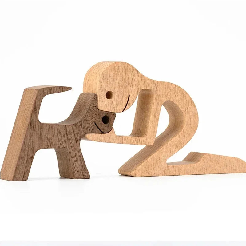 Wooden Puppy Figurine – Handmade Dog Craft Decoration & Gift