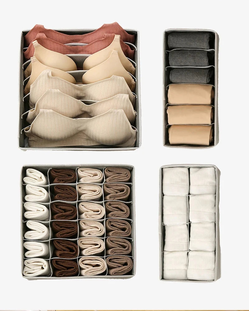 Foldable Underwear Drawer Organizer – Storage Box for Socks, Bras, Scarves & Ties
