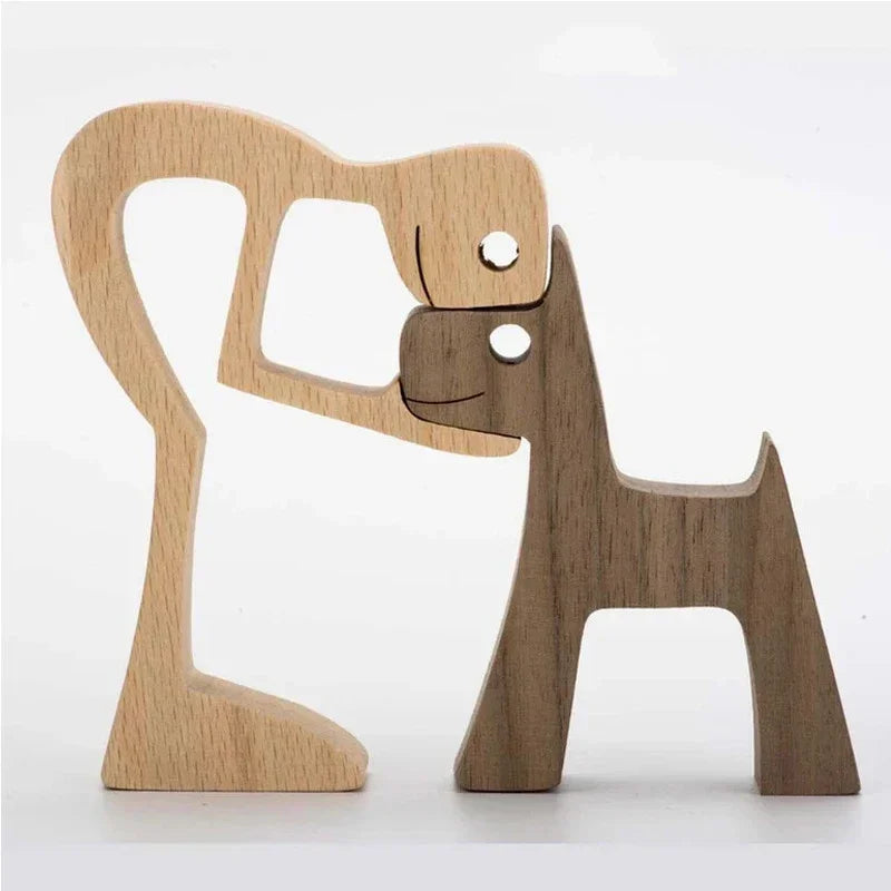 Wooden Puppy Figurine – Handmade Dog Craft Decoration & Gift