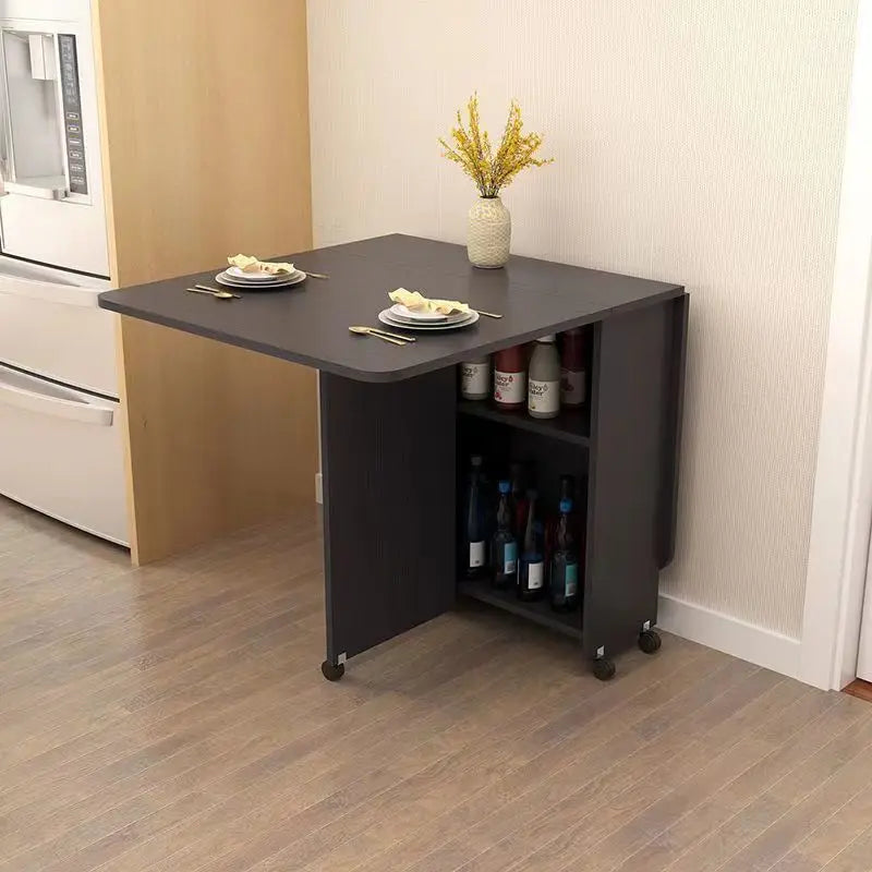 Foldable Rectangular Dining Table with Wheels – Space-Saving Multi-Functional Table for Small Apartments