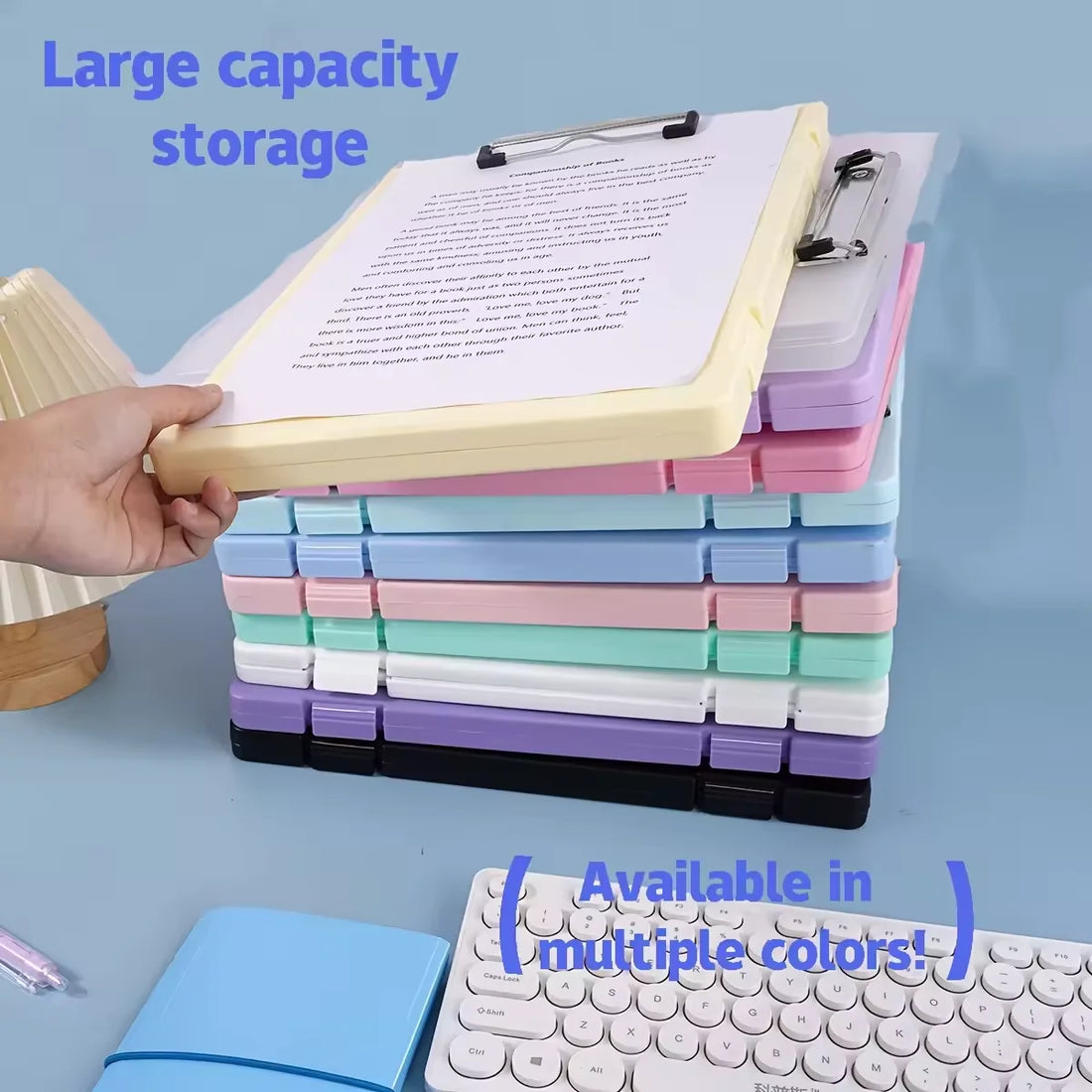 Multi-Color A4 Clip Storage Box – Large Capacity Organizer for School & Office