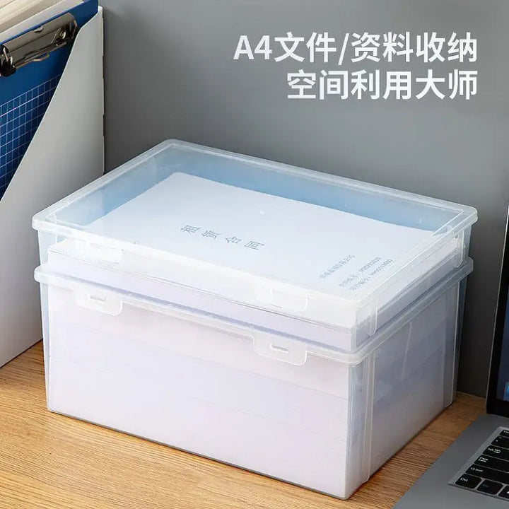 Large Capacity Transparent Plastic Document Storage Box