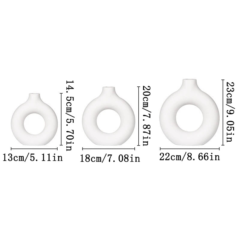 Nordic White Plastic Flower Vase – Modern Decorative Plant Pot for Floral Arrangements