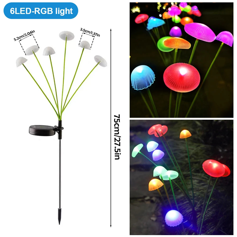 LED Solar Jellyfish Mushroom Fairy Light – RGB Waterproof Garden Lamp