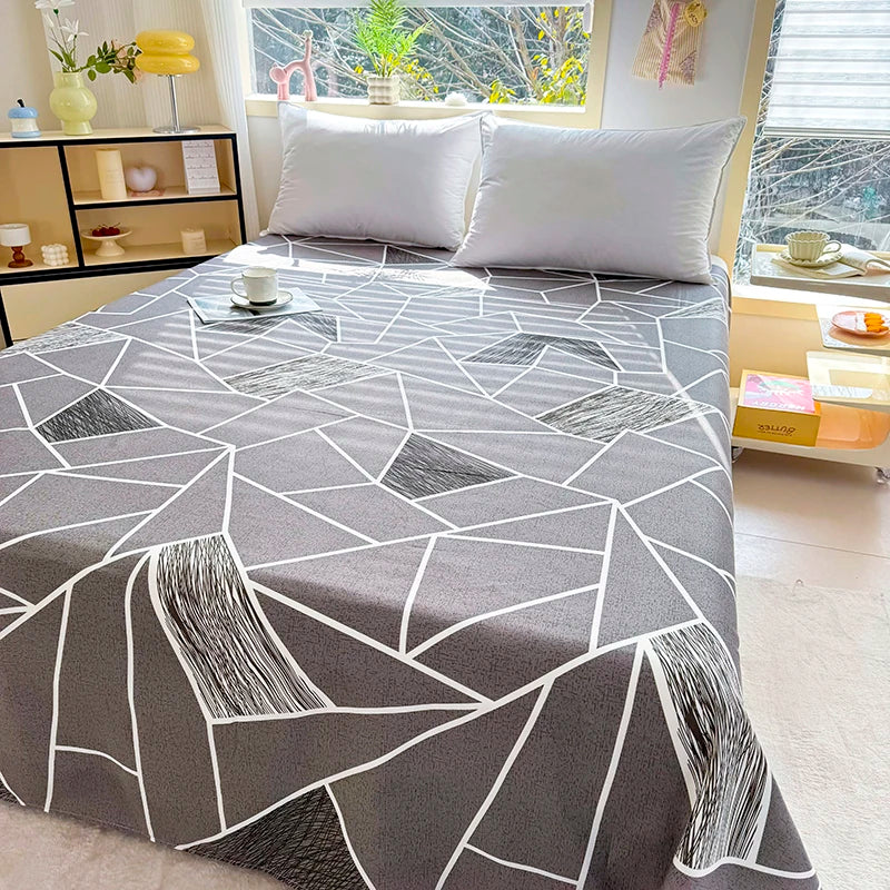 Printed Soft Breathable Fitted Sheet – All Season Bedding for Bedroom & Guest Room