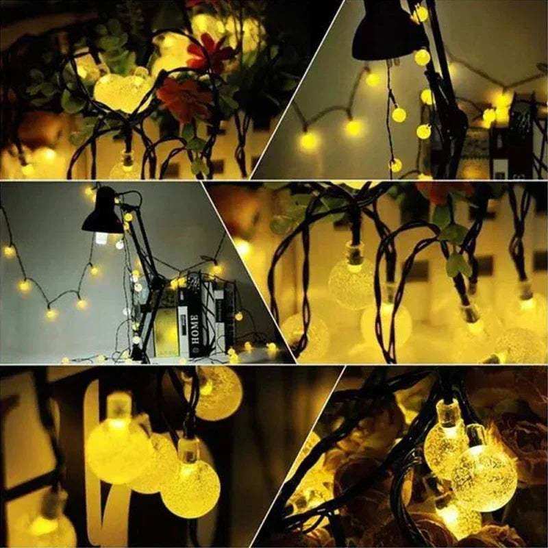 Solar Crystal Fairy String Lights – 8 Modes Waterproof Outdoor Garland