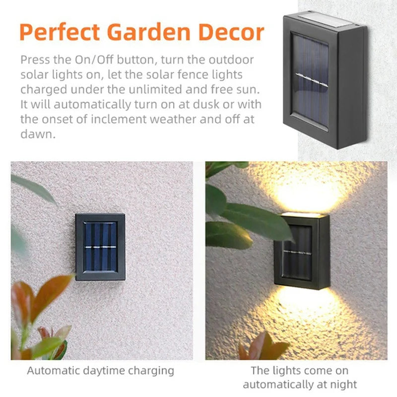 Solar Up & Down Wall Spot Lights – Outdoor Waterproof Decorative Garden Lamp