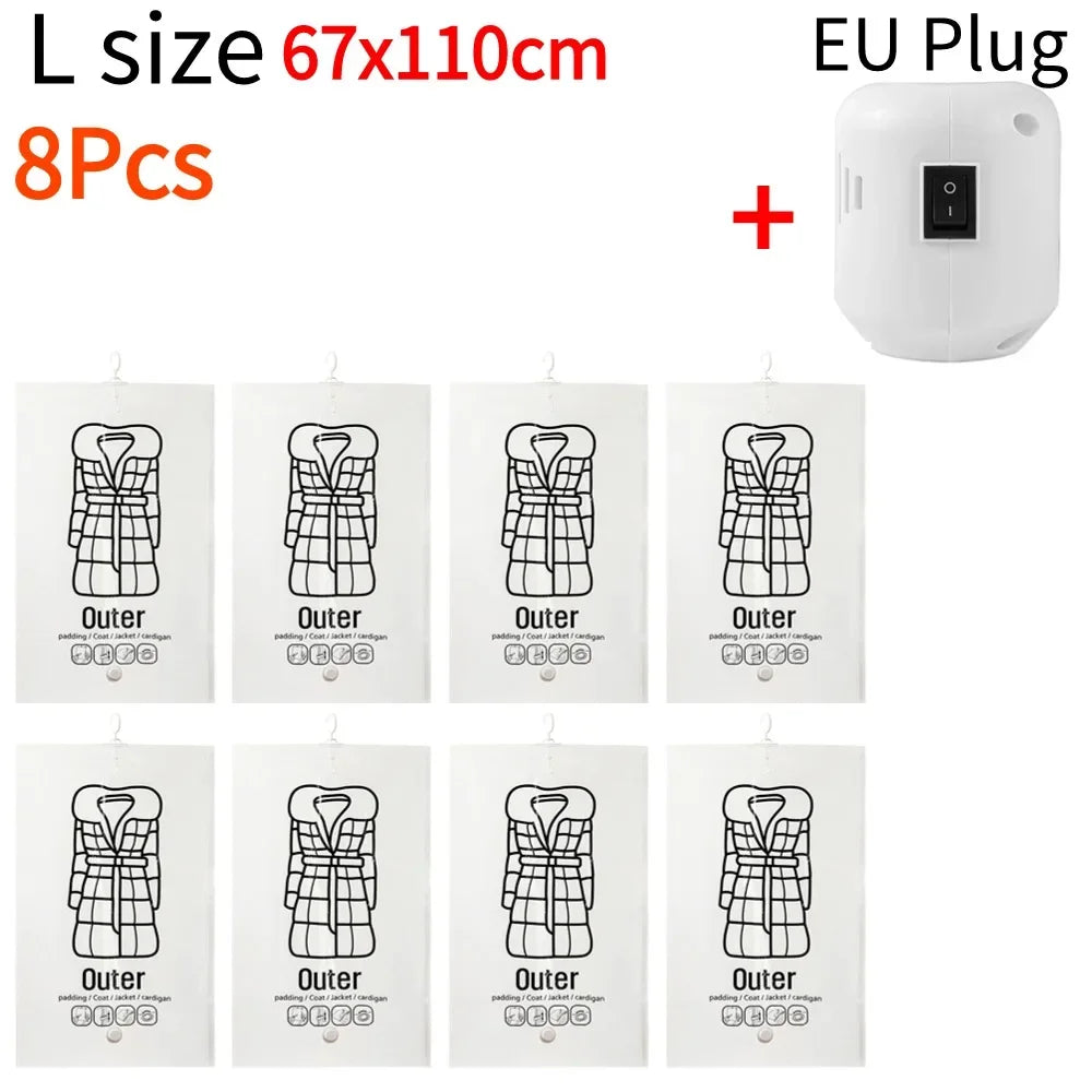 Hanging Transparent Vacuum Storage Bag with Air Pump