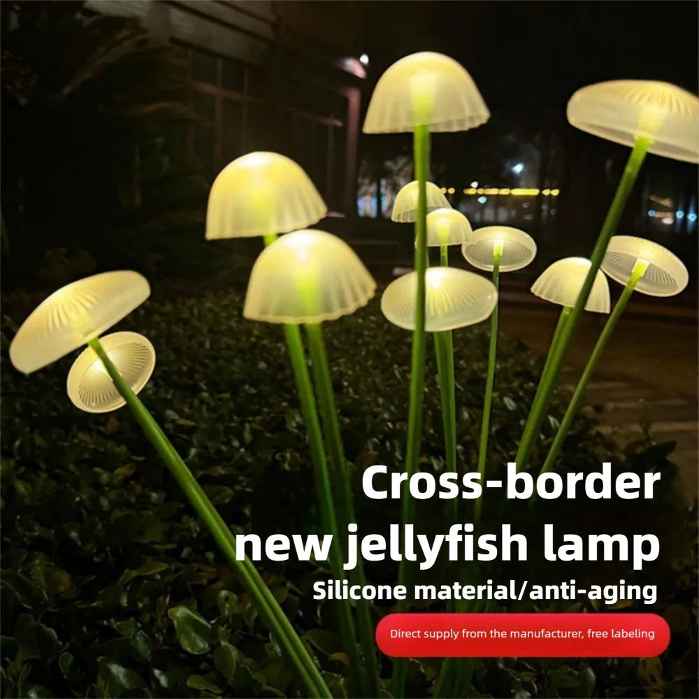 LED Solar Jellyfish Mushroom Fairy Light – RGB Waterproof Garden Lamp