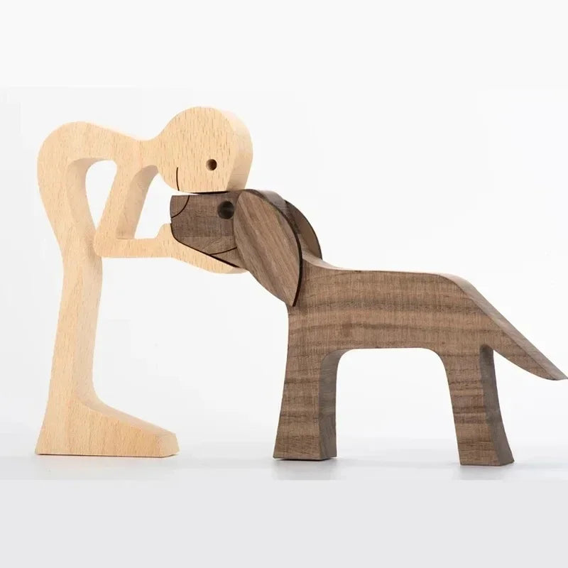 Wooden Puppy Figurine – Handmade Dog Craft Decoration & Gift