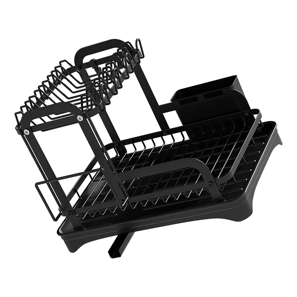 360° Rotating Double-Layer Kitchen Tableware Drying Rack