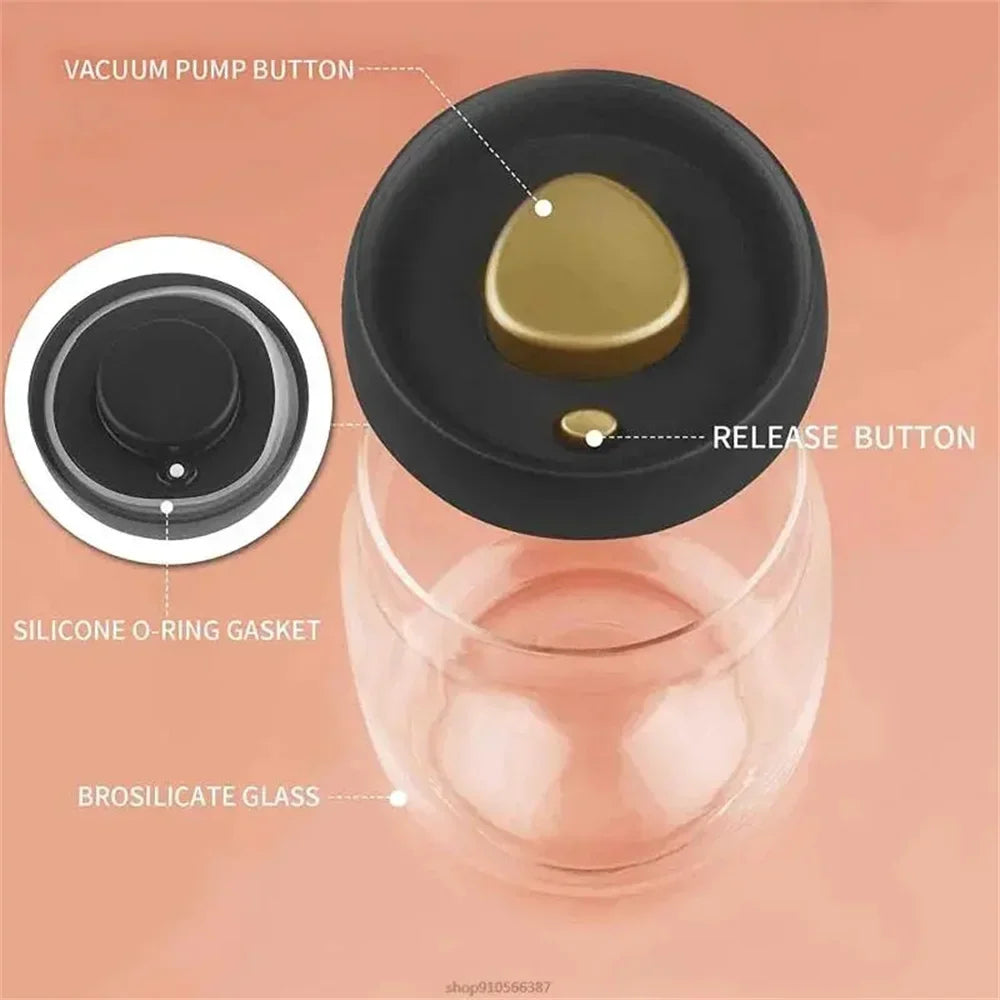 Airtight Vacuum Glass Coffee Storage Jar