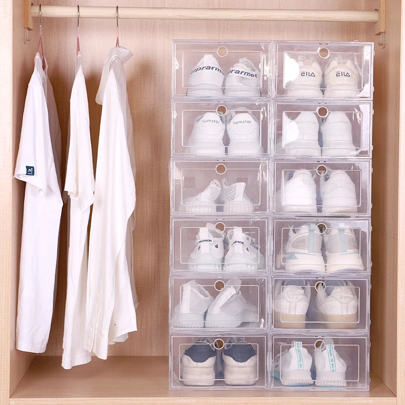 6 Pcs Transparent Dustproof Shoe Storage Boxes