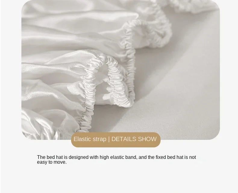 Satin Rayon Fitted Sheet – Solid Color Elastic Bed Cover