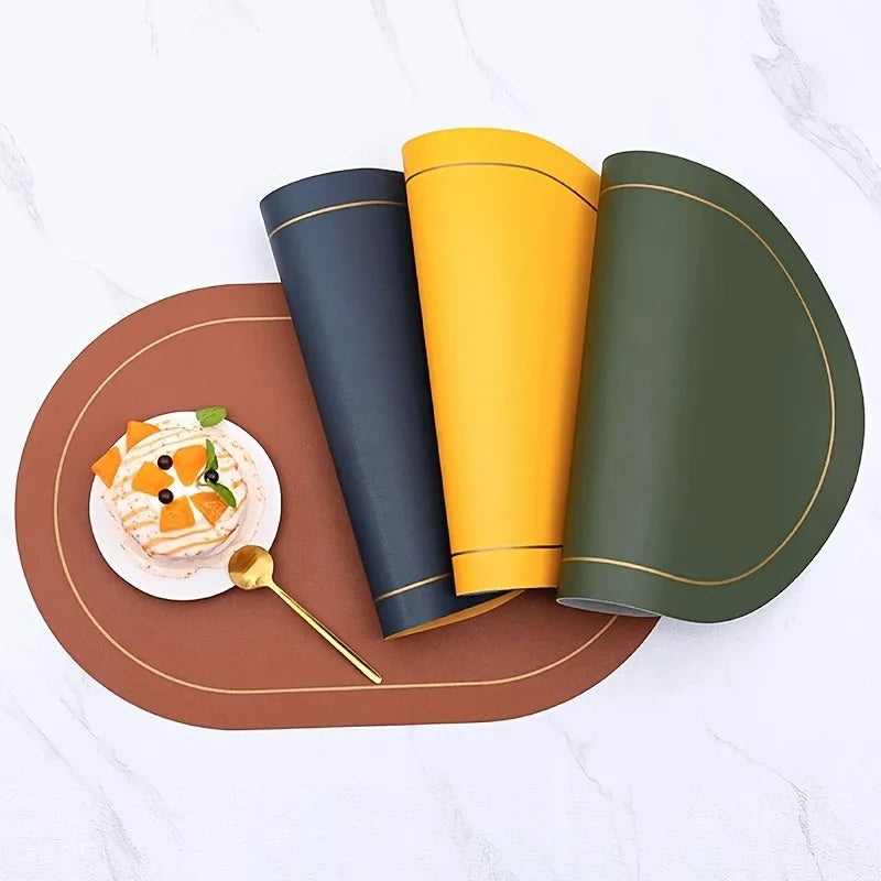 Leather Table Placemats – Heat Resistant, Waterproof, Non-Slip (1/4/6pcs)