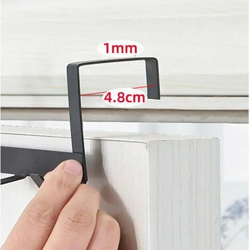 Punch-Free Over-the-Door Wrought Iron Hook Rack – 5-Row Heavy-Duty Storage Organizer