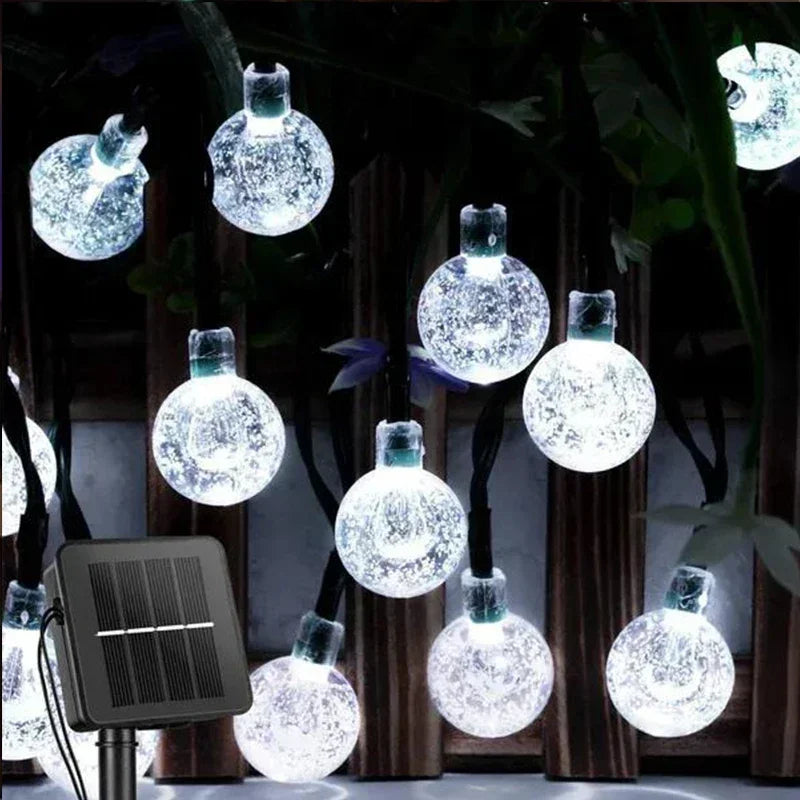 Solar Crystal Fairy String Lights – 8 Modes Waterproof Outdoor Garland