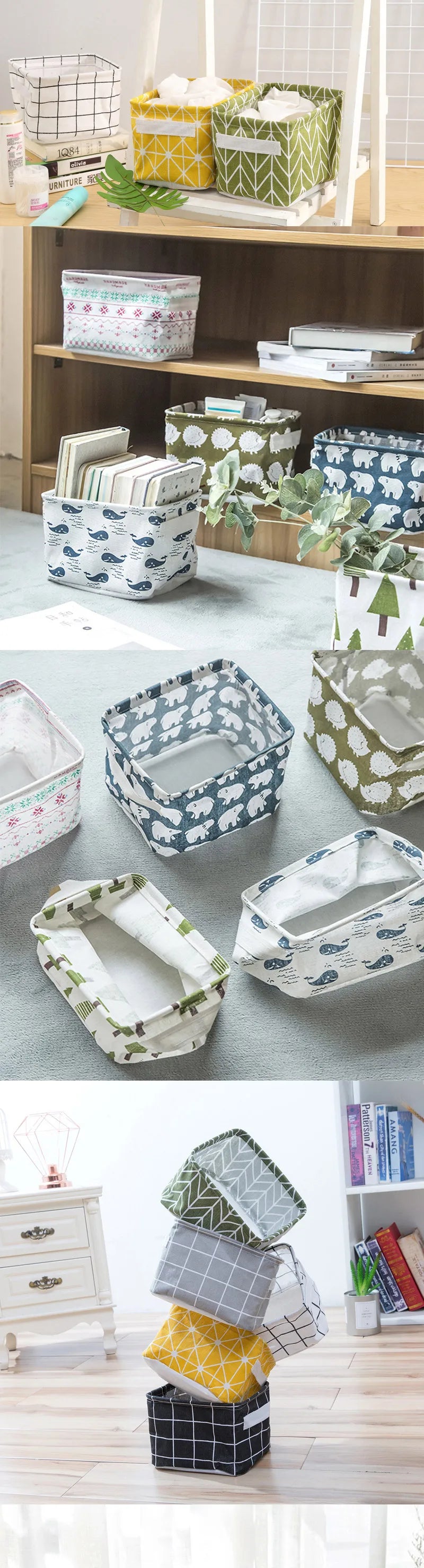 Small Foldable Canvas Storage Basket with Handle